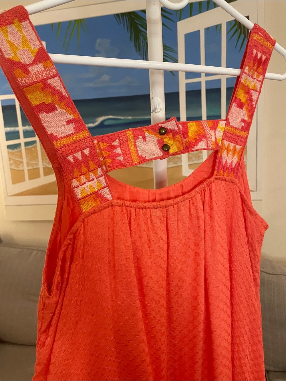 Anthropologie Coral Embroidered Ruffle-Hem Midi Sundress - Picture 6 of 9